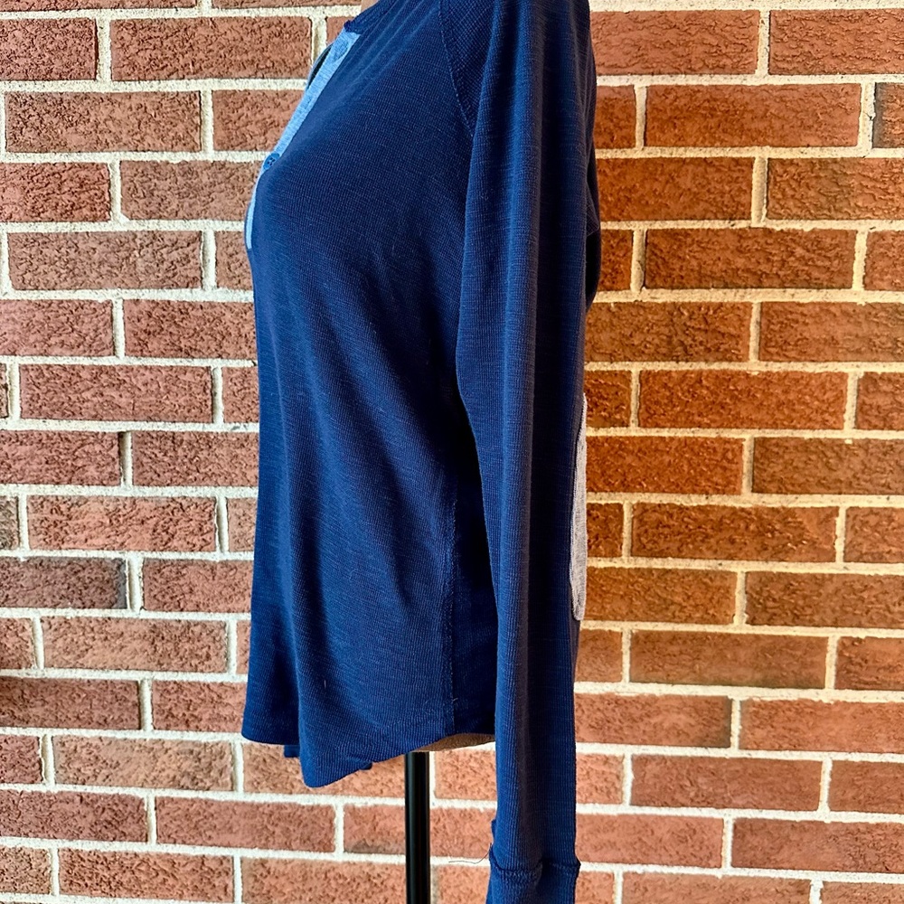 Dovetail Workwear Henley Long Sleeve Button Elbow Patch Navy Blue Women's, XS - Picture 3 of 8